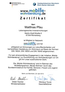 Zertifikat Netzwerk Mobile Wohnberatung